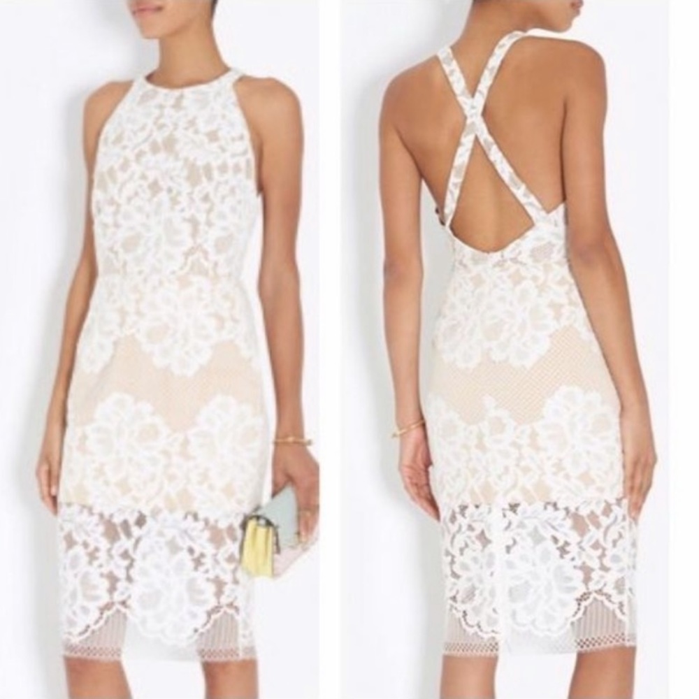 ❤️… INTERMIX Kingsley White Nude Lace Dress